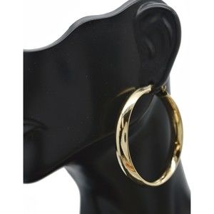 Real 14K Solid Yellow Gold Shiny Plain Large Hoop Earrings 40mmx6mm 6.8 grams